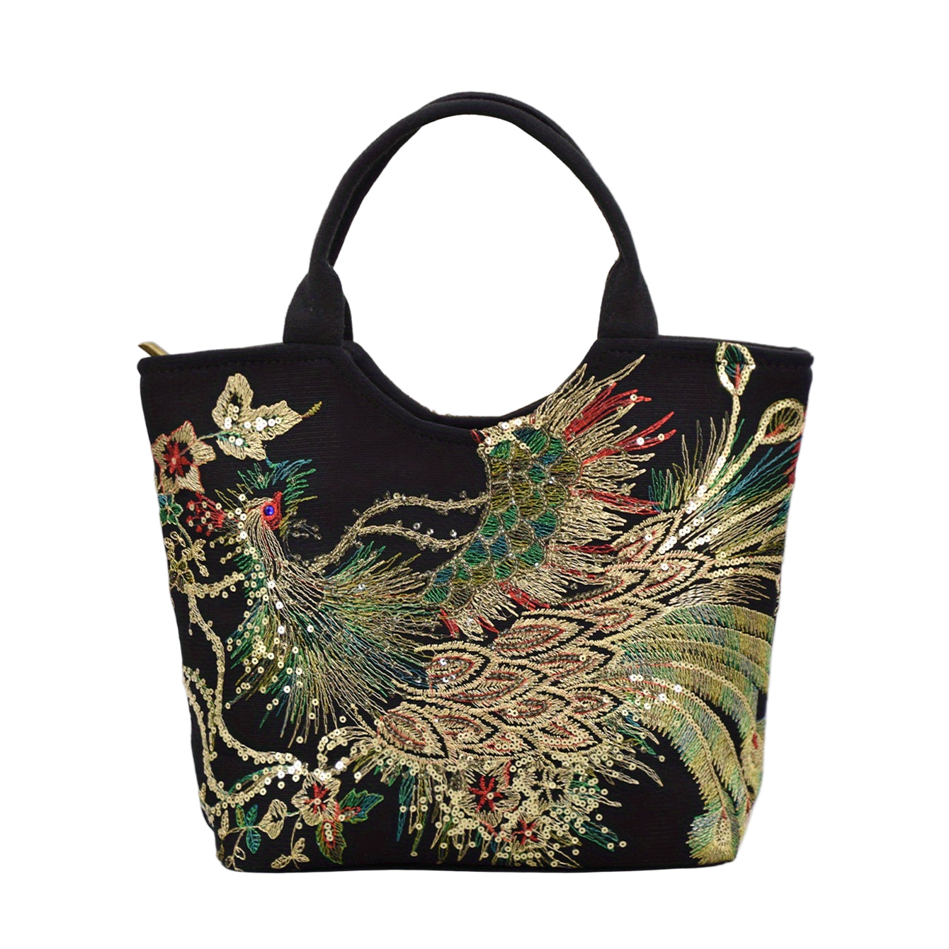 Embroidered Satchel Bag - Retro Double Handle Handbag