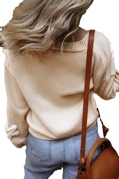 Flower Decor Button Front Cardigan