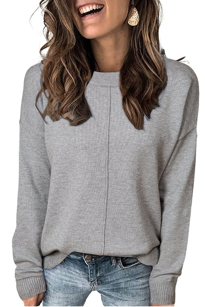 Gray Center Seam Pullover Sweater