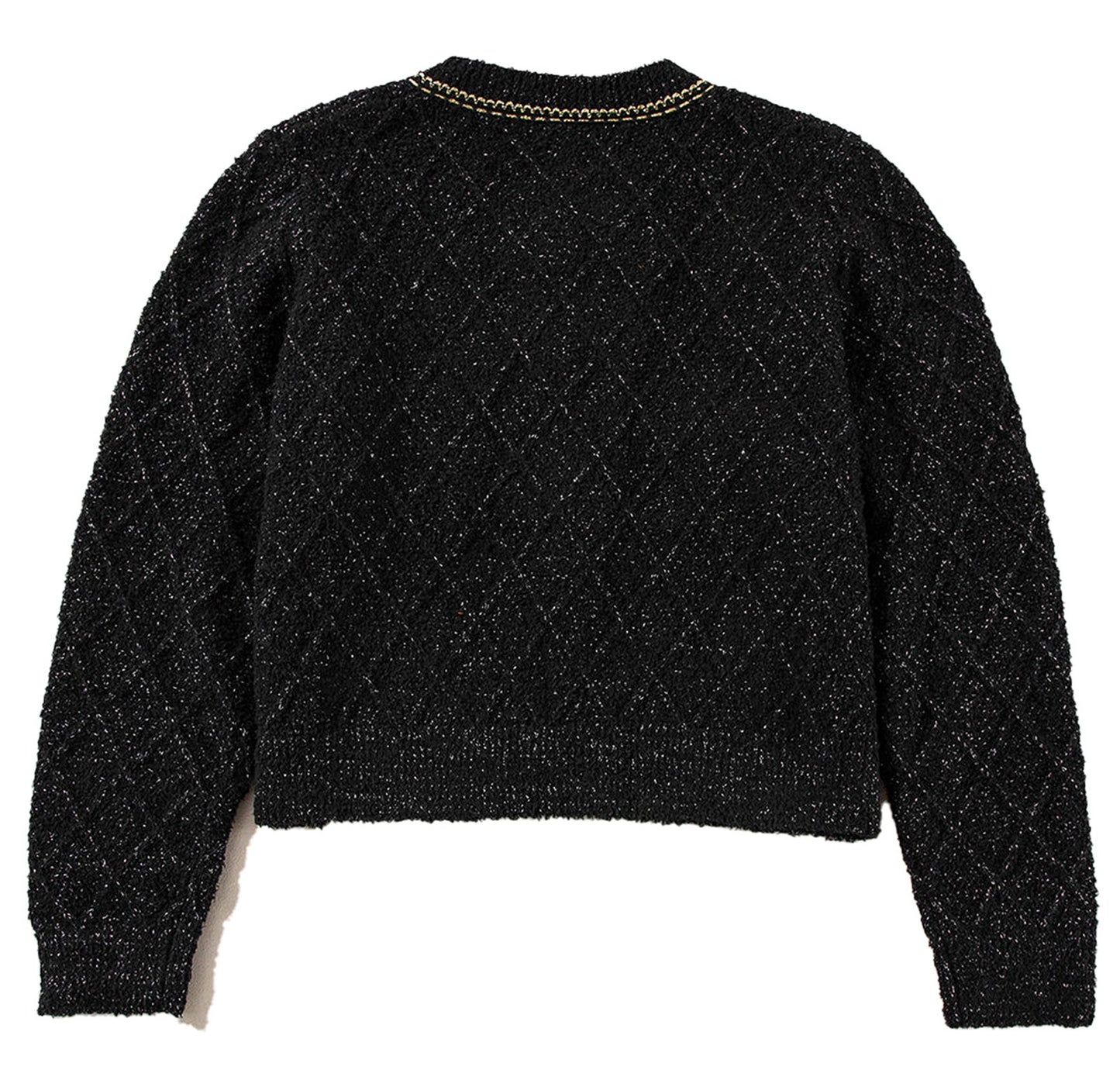 Black Shimmer Cardigan With Pearl Details