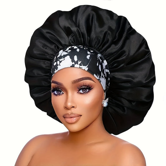 Elegant Floral Satin Shower Cap