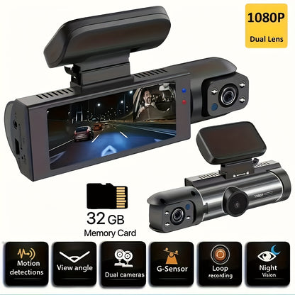 1080p Dual Camera Dash Cam With Memory Card