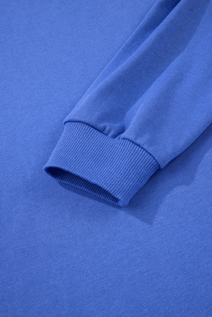 Red Varsity Sweatshirt Dress Cozy Pocketed Mini