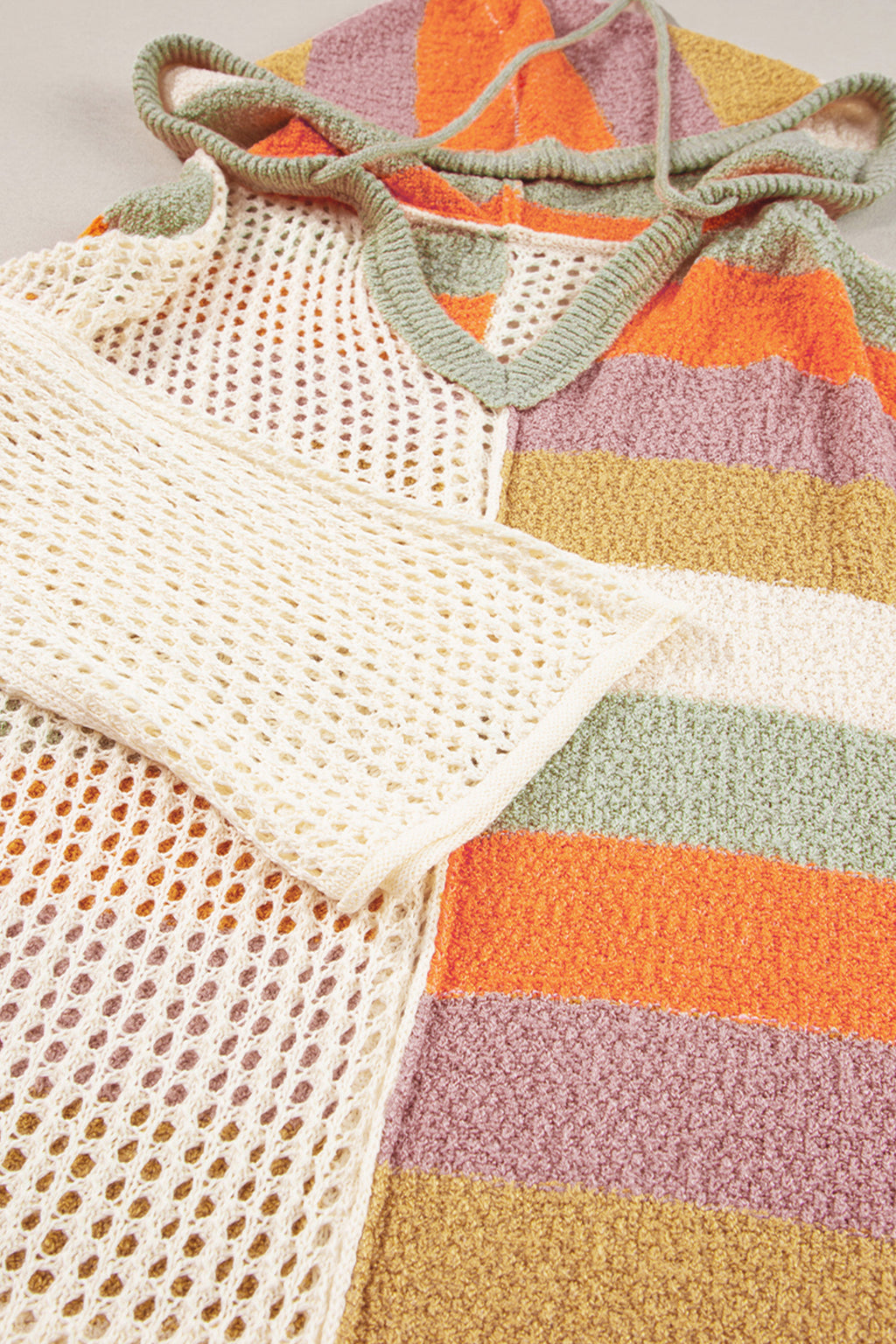 Beige Oversized Colorblock Sweater