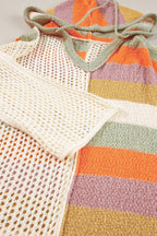 Beige Oversized Colorblock Sweater