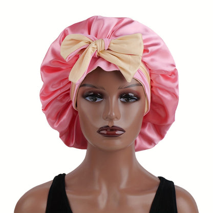 Double Layered Satin Sleep Bonnet With Bow