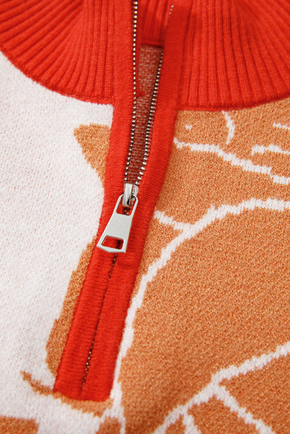 Khaki Floral Pullover Sweater