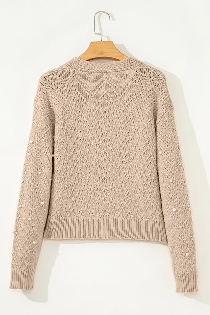 Pearl Embellished Cardigan For Stylish Comfort