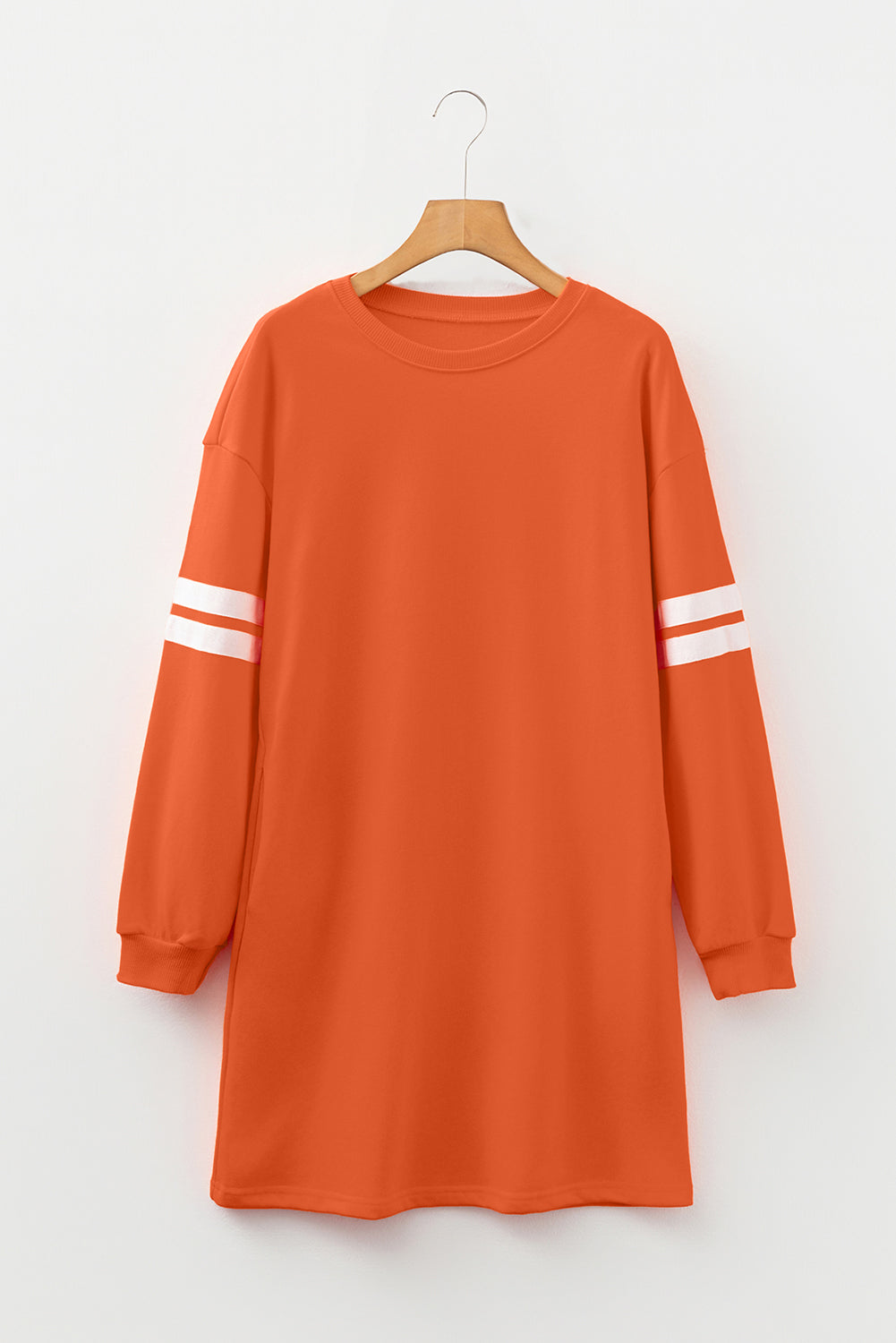 Red Varsity Sweatshirt Dress Cozy Pocketed Mini