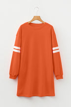 Red Varsity Sweatshirt Dress Cozy Pocketed Mini