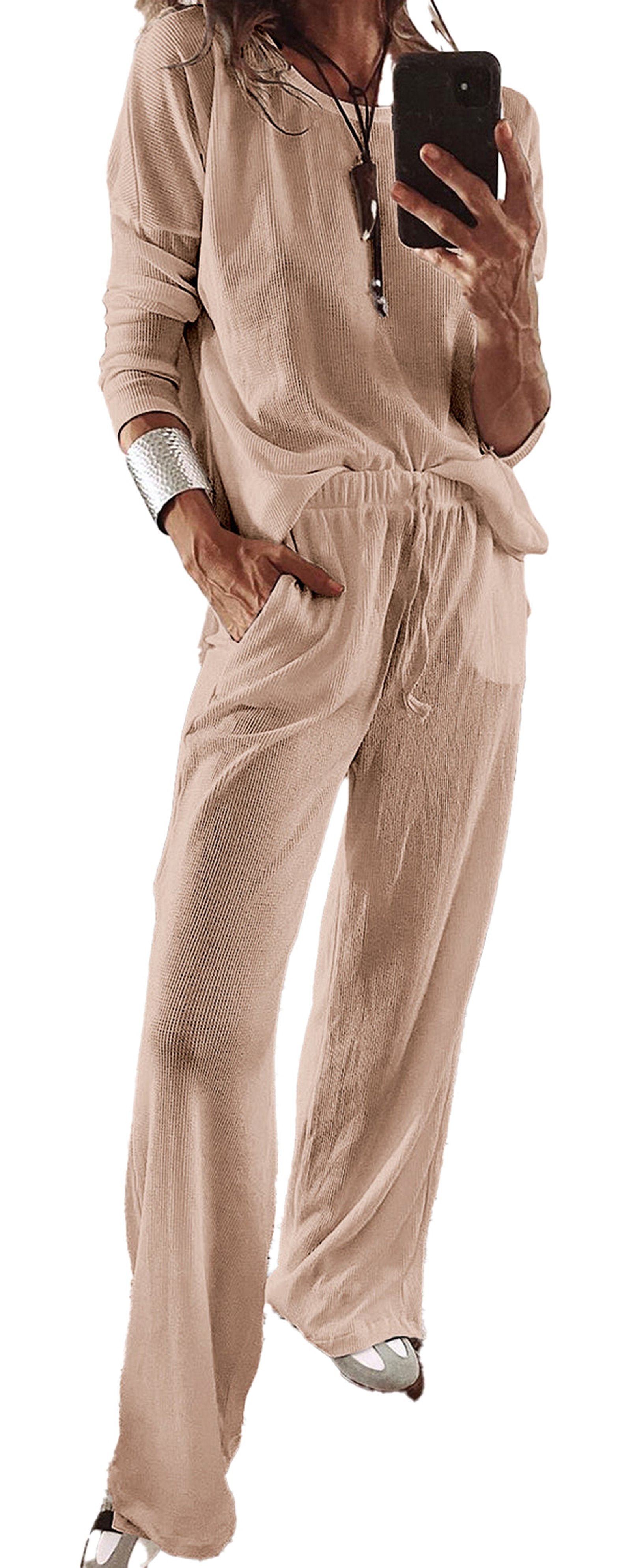 Parchment Textured Lounge Set Pajama Set