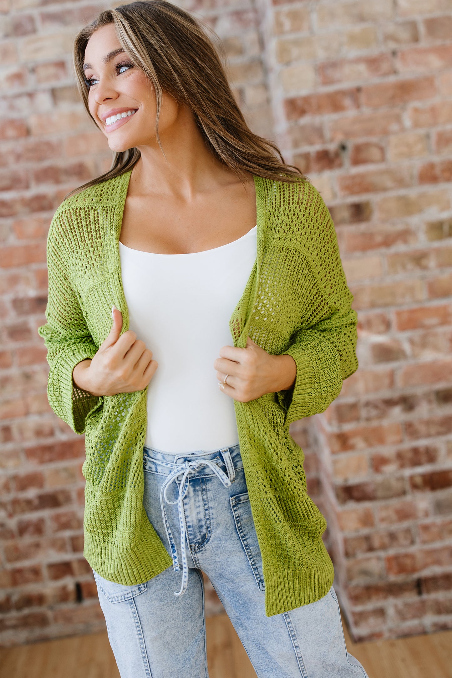 Green Oversized Crochet Cardigan