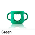 Green silicone cover designed for baby bottle warmer with easy-grip handles
