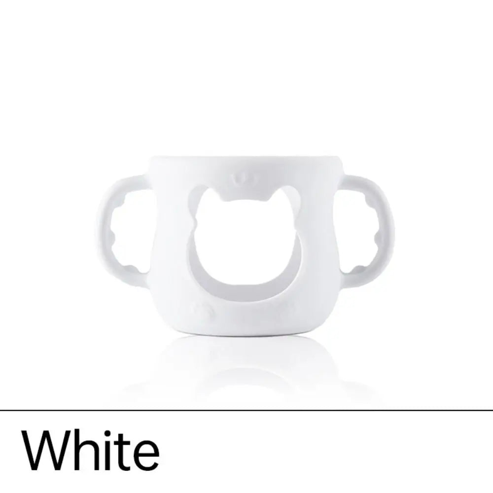 LuckeLadybug LLC White Baby Bottle Warmer Cover with Cute Bear Design for Easy Handling