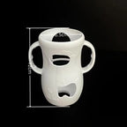 LuckeLadybug baby bottle warmer made from white ceramic with ergonomic handles and cut-out design