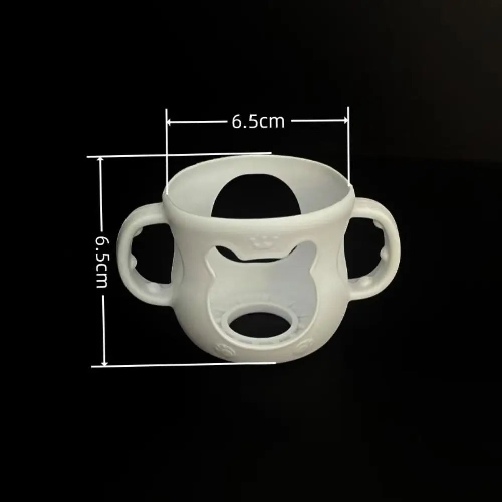 LuckeLadybug LLC Baby Bottle Warmer Cover in White with Cute Bear Design and Comfortable Handles