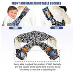 LuckeLadybug baby carrier with front and rear adjustable buckles for comfortable positioning