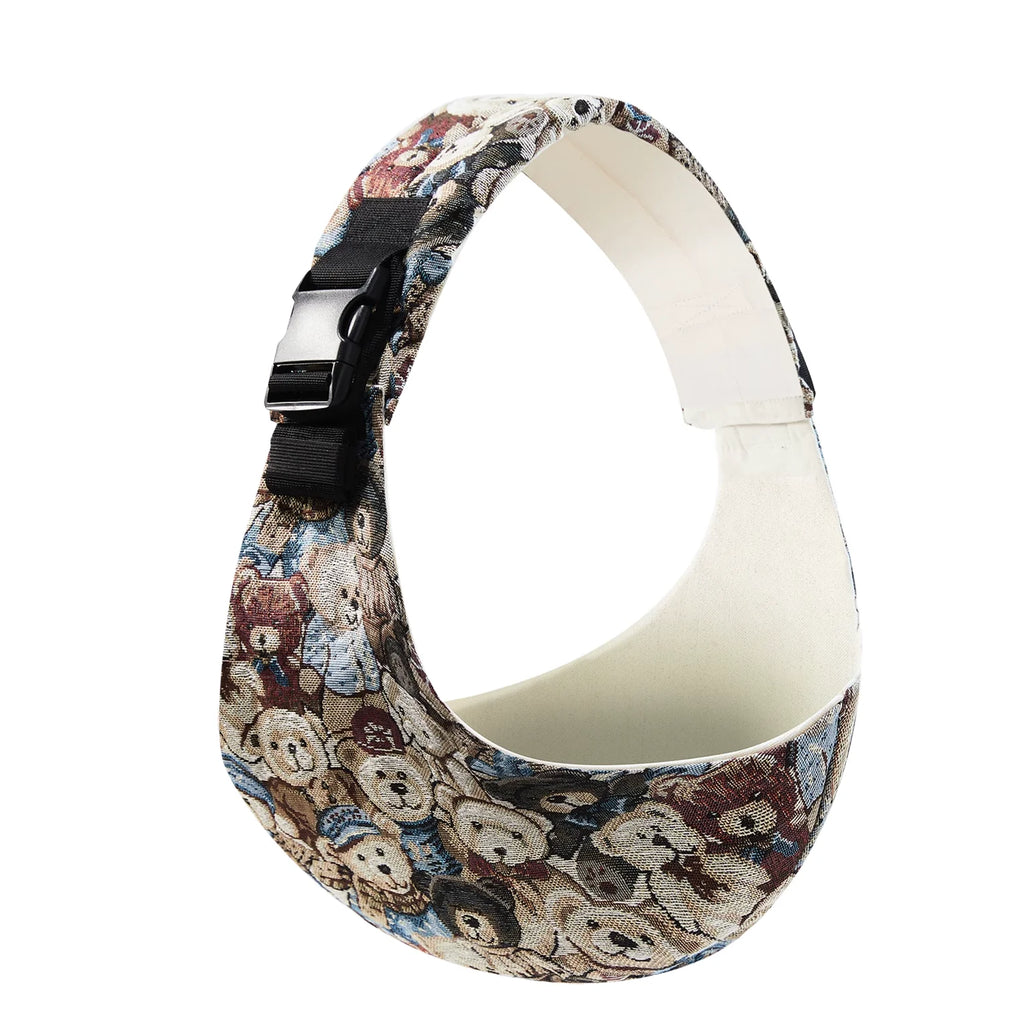 LuckeLadybug LLC baby carrier featuring a cute teddy bear pattern for comfortable babywearing