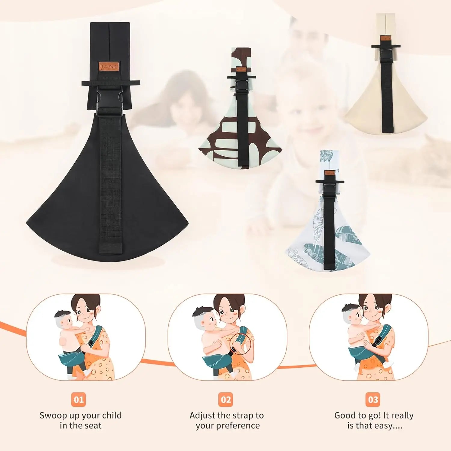 LuckeLadybug baby carrier in multiple styles with easy adjustment features for comfort and support