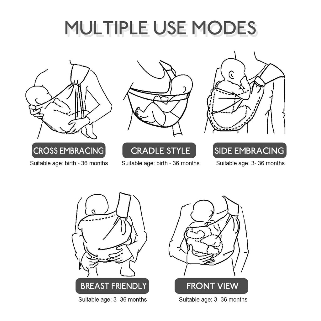 LuckeLadybug baby carrier with multiple use modes including cross embracing and cradle style