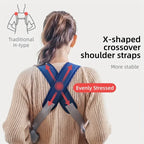 LuckeLadybug baby carrier with X-shaped crossover shoulder straps for enhanced stability and comfort