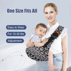 LuckeLadybug baby carrier designed for easy wear, suitable for babies 10-30 lbs with adjustable features