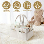 LuckeLadybug diaper caddy made of corduroy felt with a sturdy partition design for easy organization