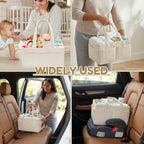 LuckeLadybug diaper caddy filled with baby essentials for home and car usage