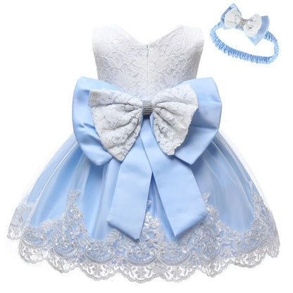 Baby Girl 1st Birthday Dress With Bow