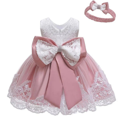 Baby Girl 1st Birthday Dress With Bow