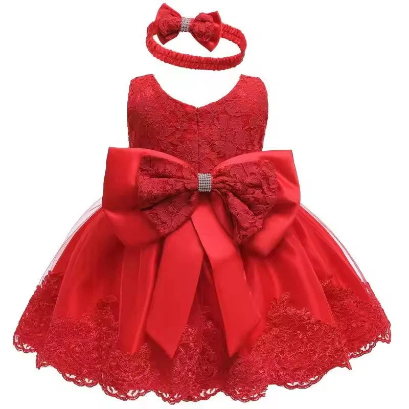 Baby Girl 1st Birthday Dress With Bow