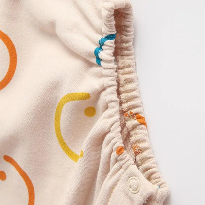 Cute baby girl autumn bodysuit featuring colorful prints and snap buttons for easy dressing