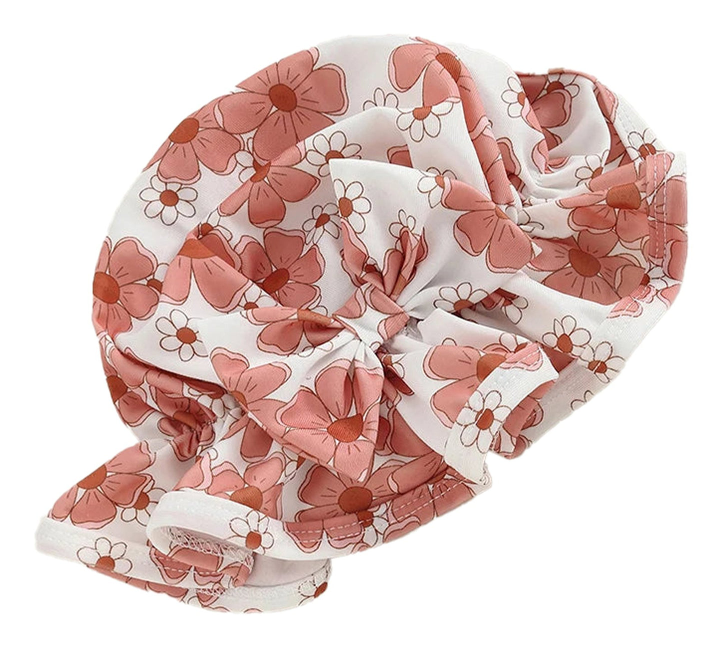 Baby girl flower print swimsuit headband with soft elastic for comfortable wear