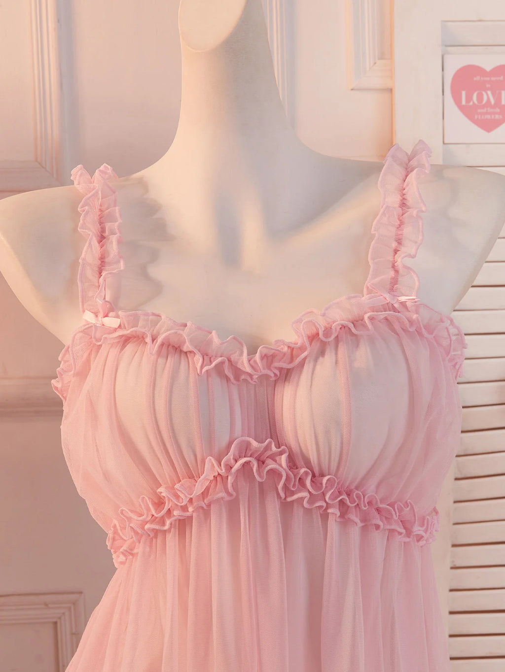 LuckeLadybug LLC Pink Babydoll Dress with Ruffled Straps and Soft Fabric for Comfortable Wear