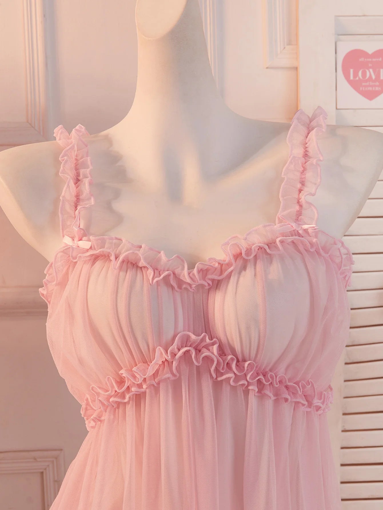 LuckeLadybug LLC Pink Babydoll Dress with Ruffled Straps and Soft Fabric for Comfortable Wear