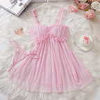 Pink LuckeLadybug LLC babydoll dress with ruffled details and adjustable straps for a feminine look