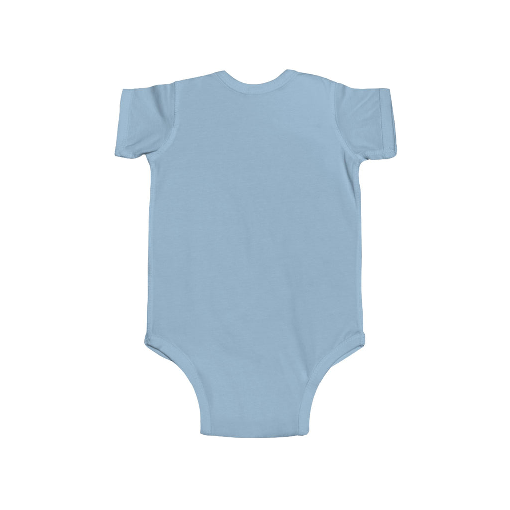 Light blue one-piece baby bodysuit from LuckeLadybug featuring the ladybug baby bodysuit design