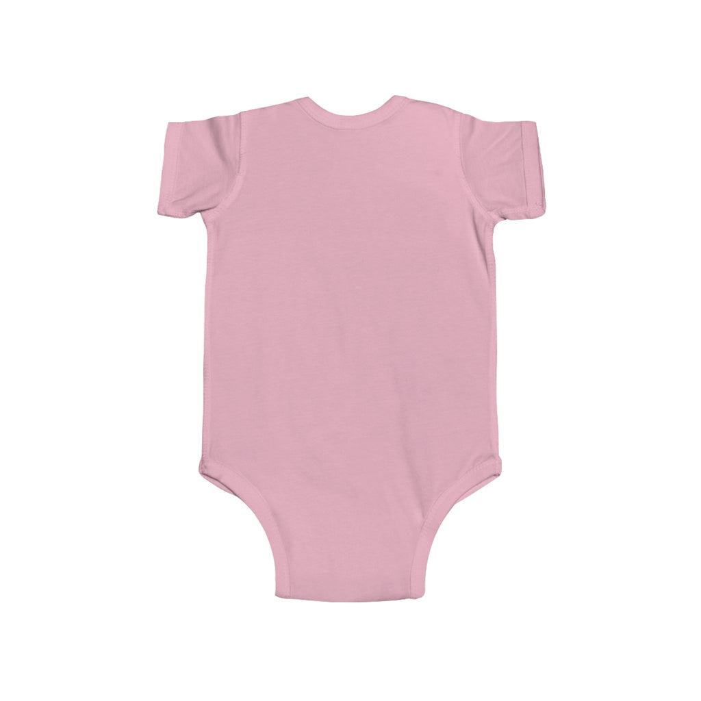 Pink LuckeLadybug ladybug baby bodysuit one-piece with short sleeves and round neckline
