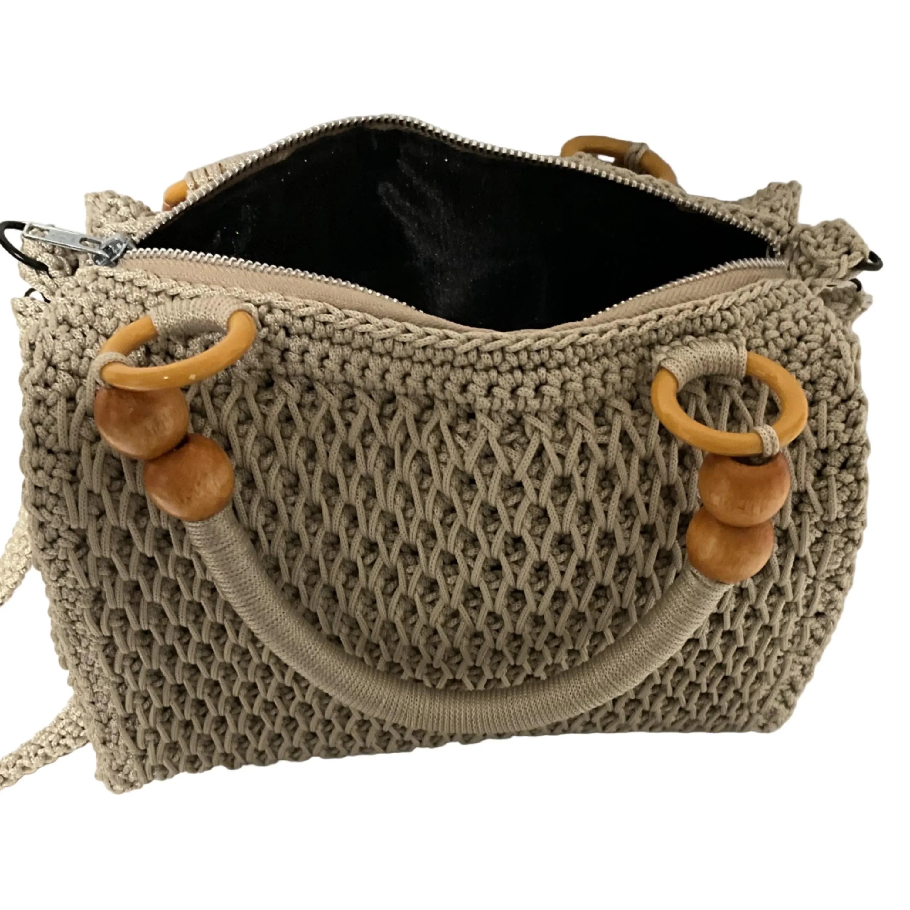 Handmade Beige Crochet Shoulder Bag