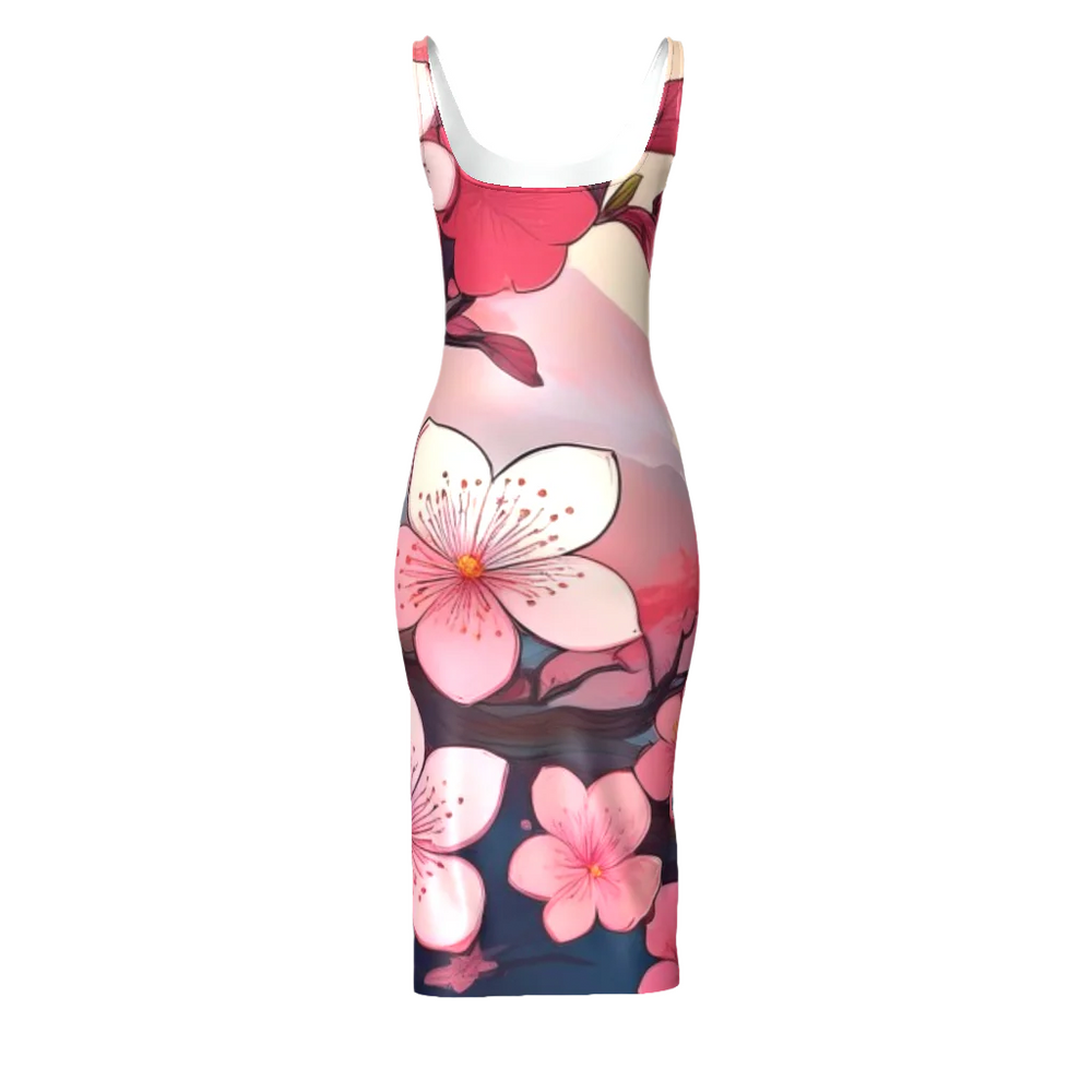 Fashion,Womens,Dress,Midi,Cami,LuckeLadybug,Cherry Blossum,Cute