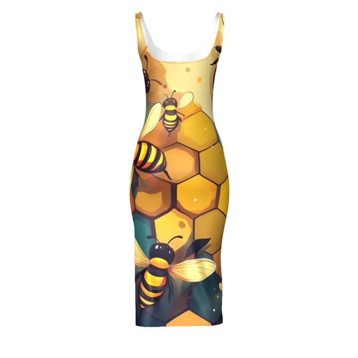 Fashion,Womens,Dress,Midi Cami,Bees,Cute,Honey,LuckeLadybug