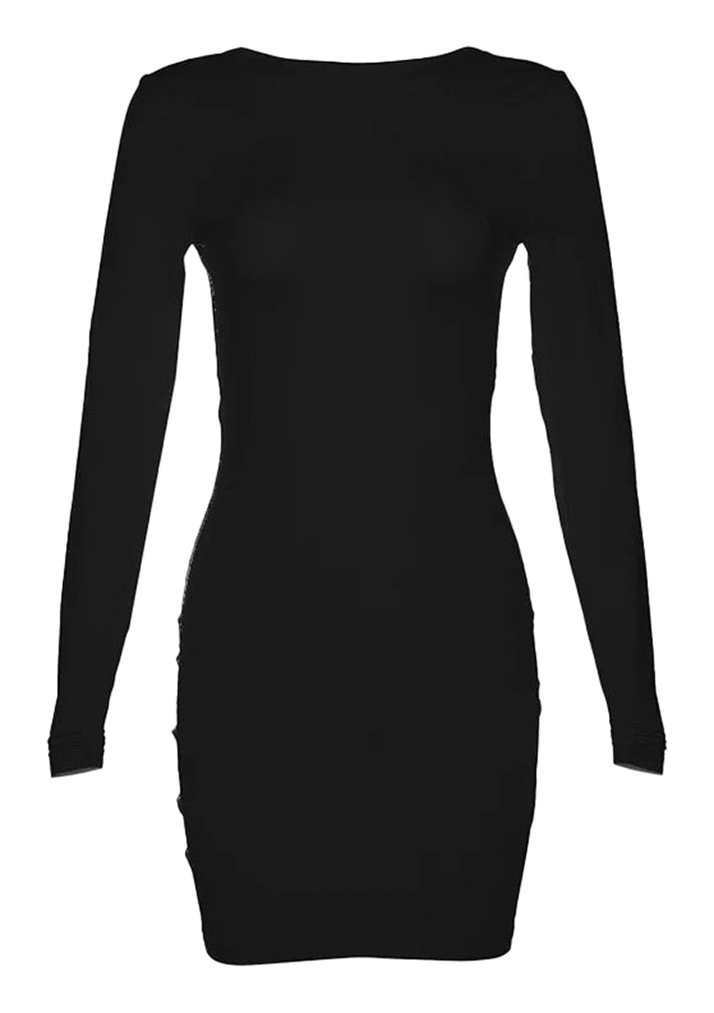 Black long-sleeve backless bodycon dress designed for stylish night outs