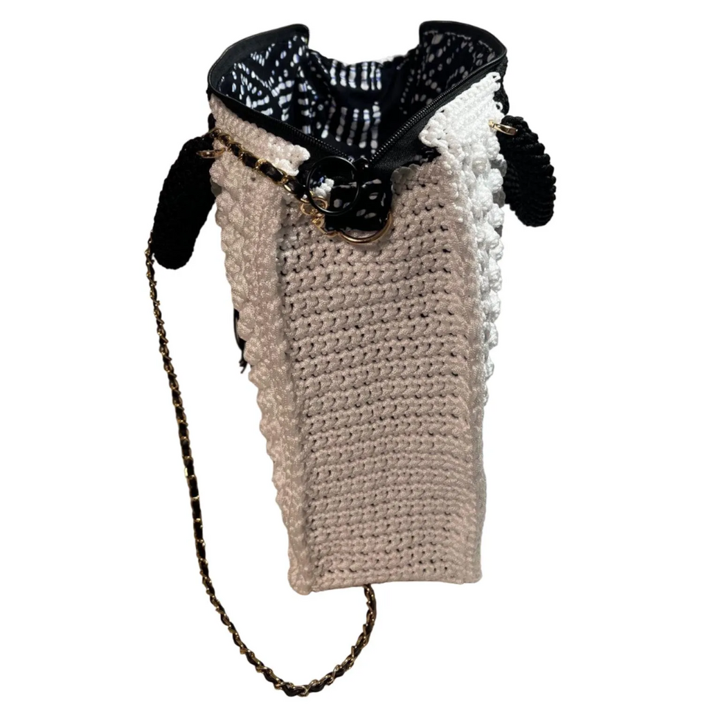 Stylish bag for crochet with chain handle and textured design from ThreadsByHannah