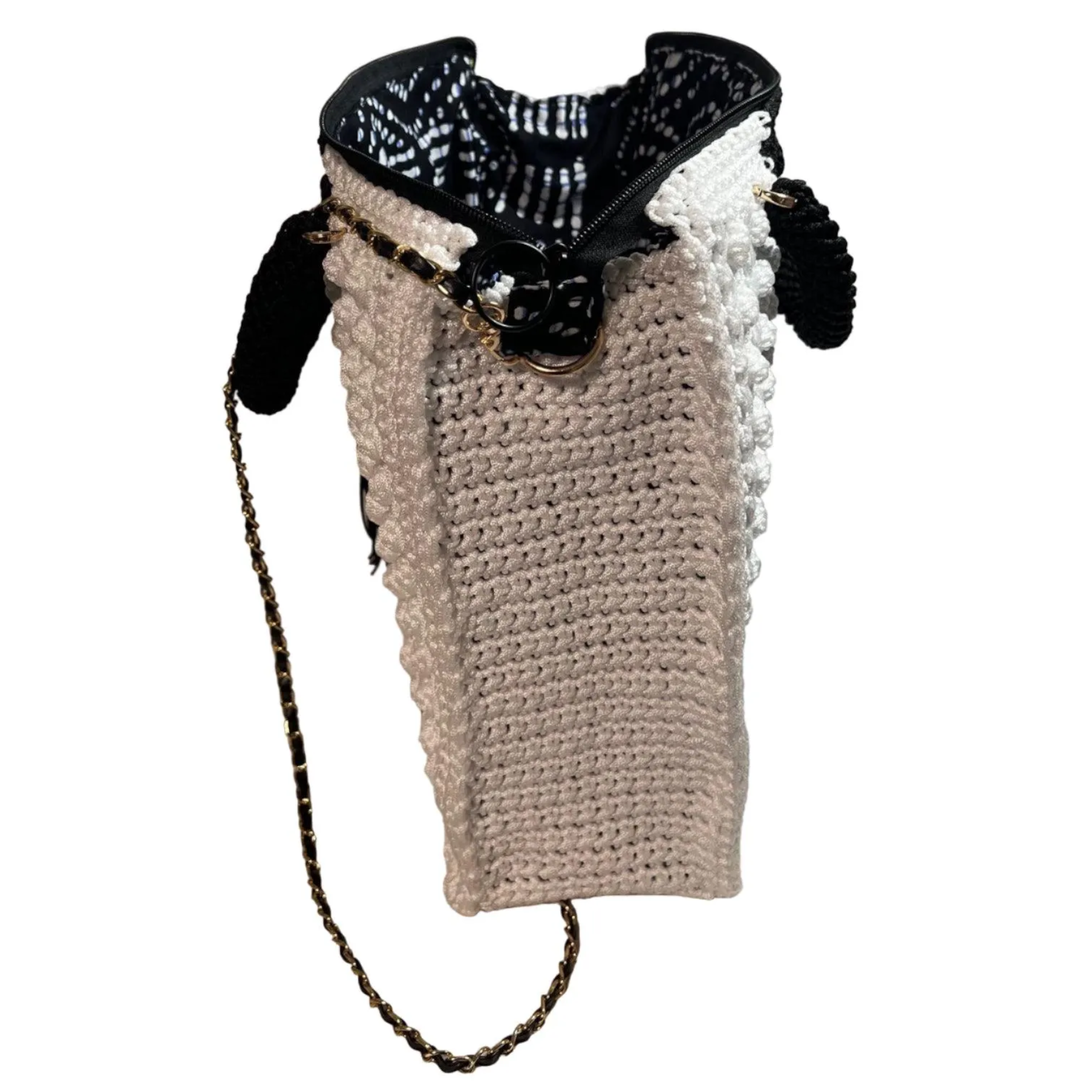 Stylish bag for crochet with chain handle and textured design from ThreadsByHannah
