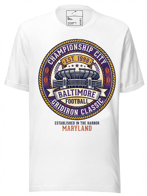 LuckeLadybug LLC T-Shirt featuring Baltimore football tickets design with Gridiron Classic logo