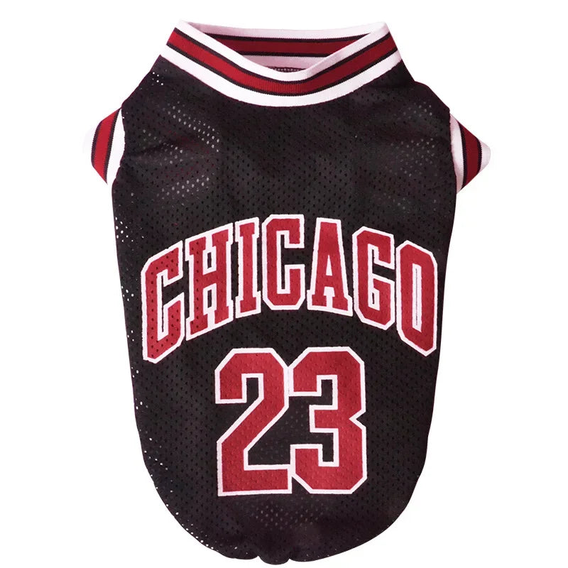 Chicago 23 Basketball Jersey NBA for Dogs, Lightweight Black Mesh Pet Shirt