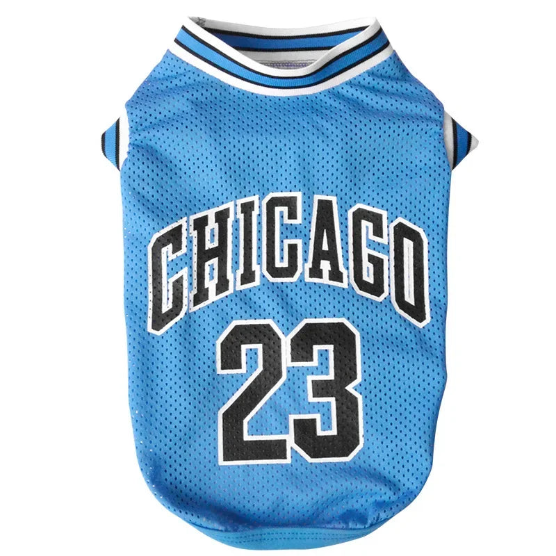 Blue basketball jersey NBA for pets featuring Chicago and number 23 design