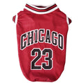 Red basketball jersey NBA for pets with Chicago design and number 23