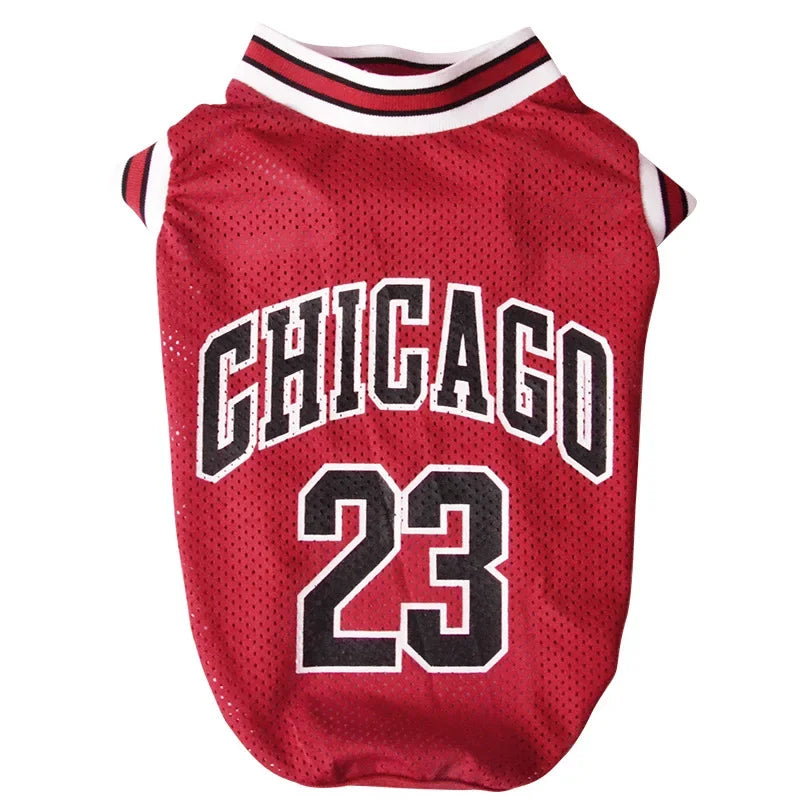 Red basketball jersey NBA for pets with Chicago design and number 23