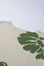 Green Flower Pattern Sweater For Women